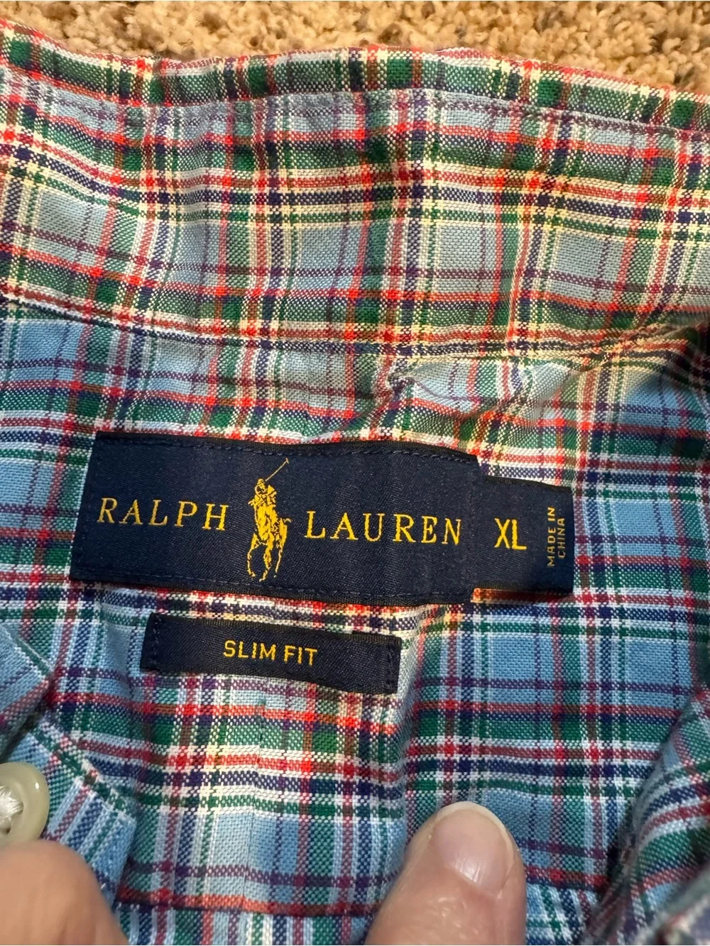Polo by Ralph Lauren Blue Plaid Button-Down Slim Fit Shirt - XL